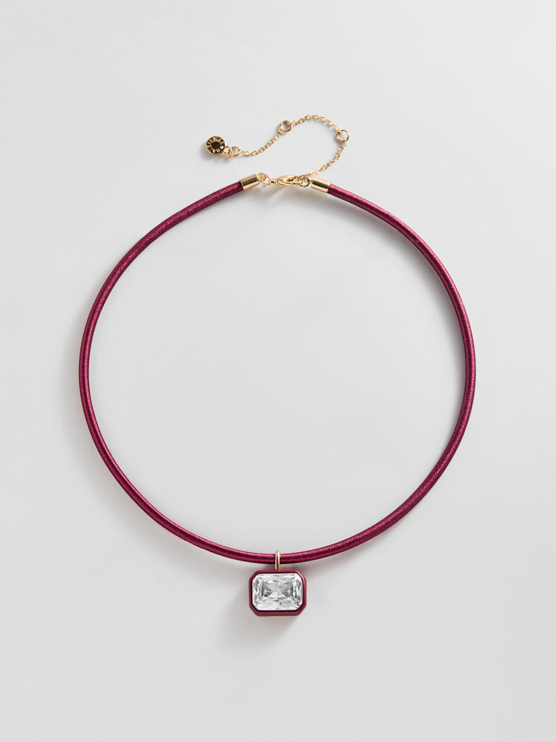 Lindsey Crystal Collar Necklace - Crimson Red