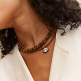 Lindsey Crystal Collar Necklace - Chocolate Brown