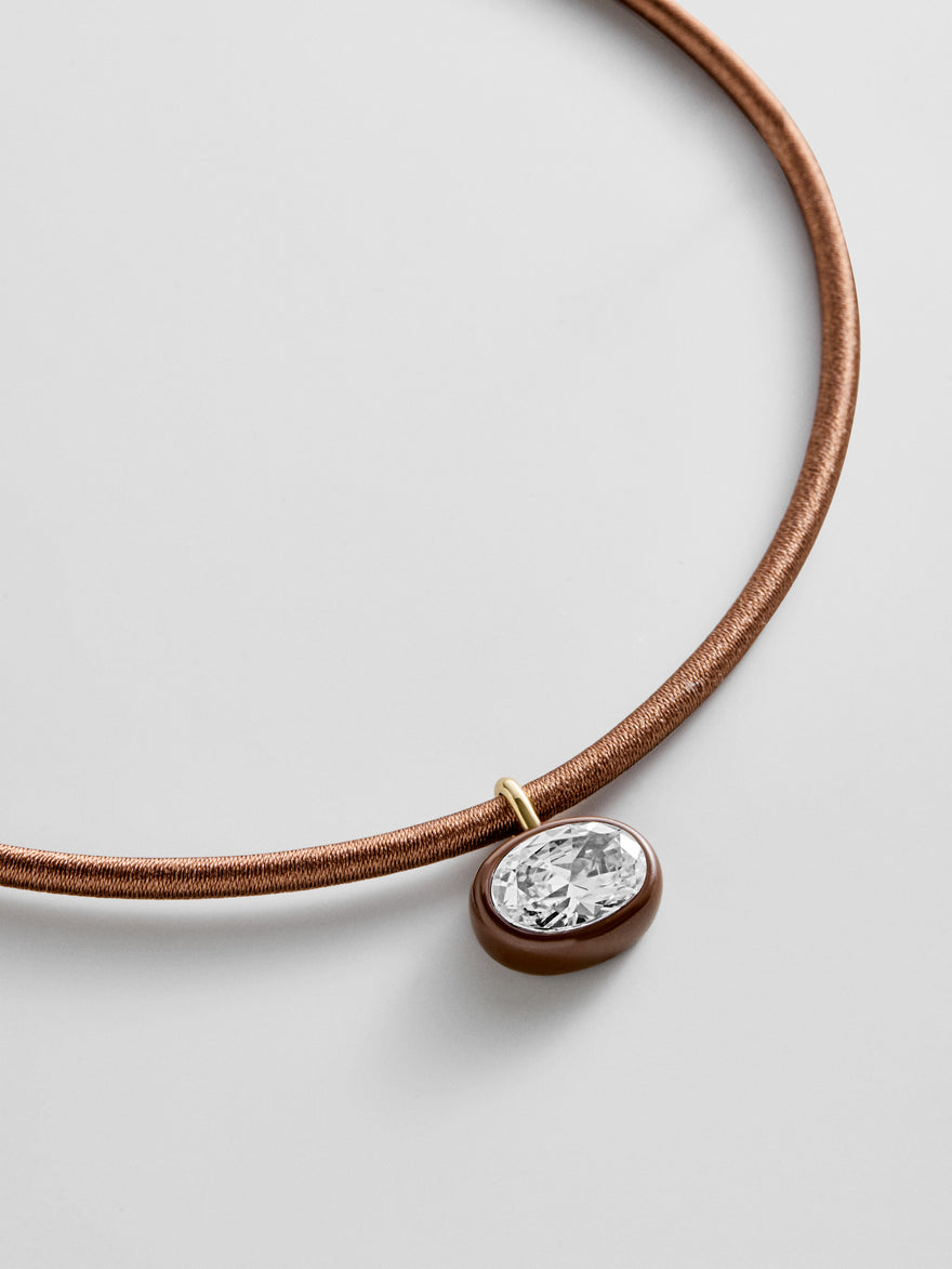 Lindsey Crystal Collar Necklace - Chocolate Brown