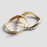 Caroline Gold Ring Set - Gold/Pavé