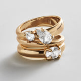Angela Gold Ring Set - Gold/Pavé