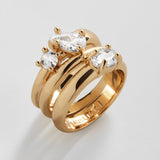 Angela Gold Ring Set - Gold/Pavé