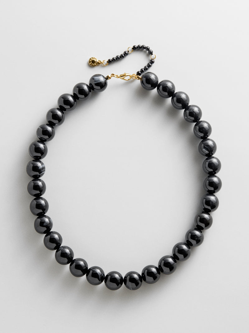 Mini Jane Beaded Necklace  - Black Bead