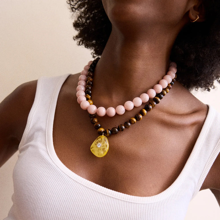 Mini Jane Beaded Necklace in Mauve Bead | BaubleBar