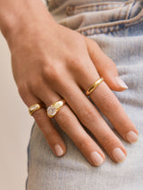 BaubleBar Puffy Cigar Band Custom Birthstone Ring - Gold - 
    Personalized crystal ring
  
