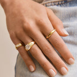 Puffy Cigar Band Custom Birthstone Ring - Silver