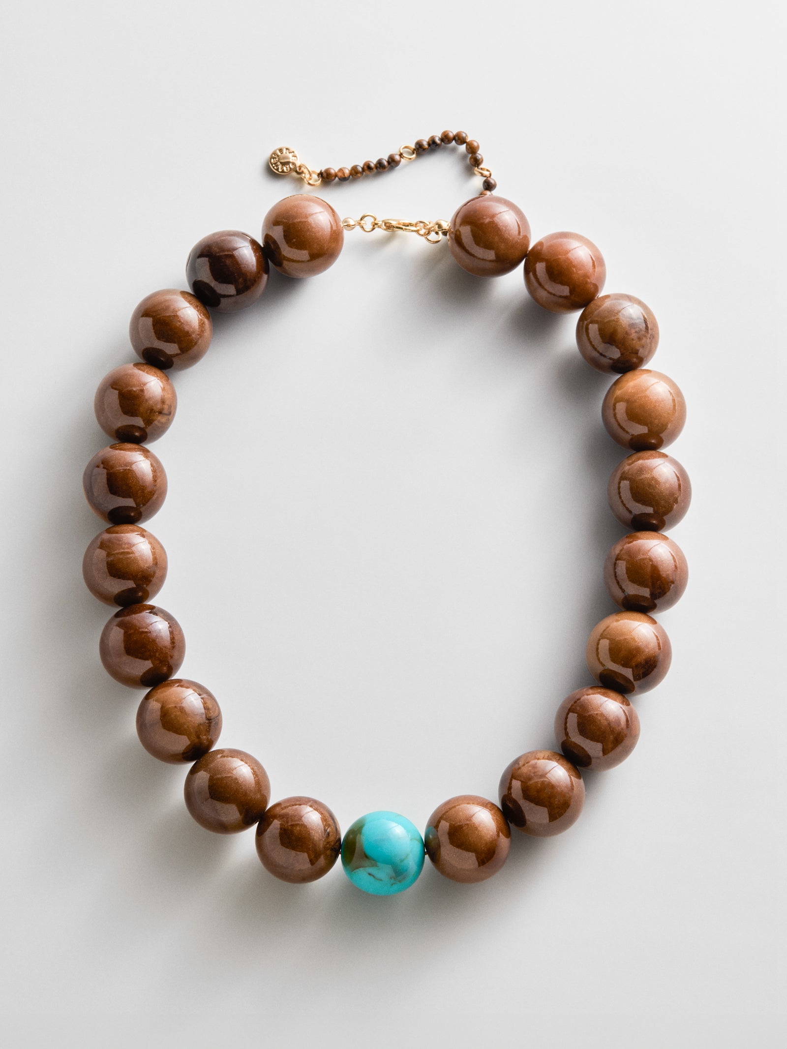 Jane Beaded Necklace - Brown/Turquoise