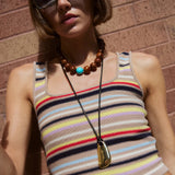 Jane Beaded Necklace - Brown/Turquoise