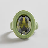 Joy Pop Cubic Zirconia Ring - Dark Green/Olive Green