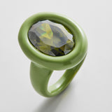 Joy Pop Cubic Zirconia Ring - Dark Green/Olive Green
