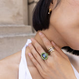 Joy Pop Cubic Zirconia Ring - Dark Green/Olive Green