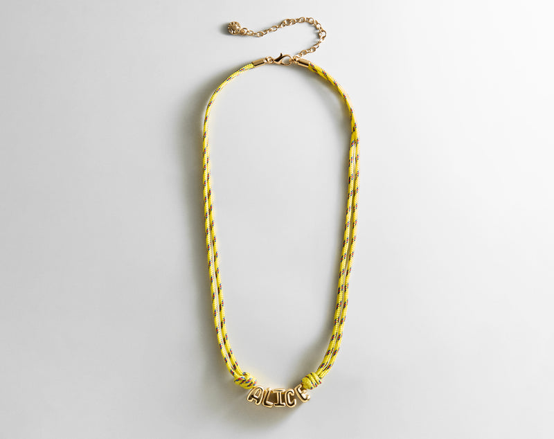 BaubleBar Bubble Letter Custom Paracord Necklace - Bright Yellow - 
    Custom Name Necklace


  
