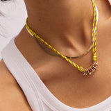 Bubble Letter Custom Paracord Necklace - Bright Yellow