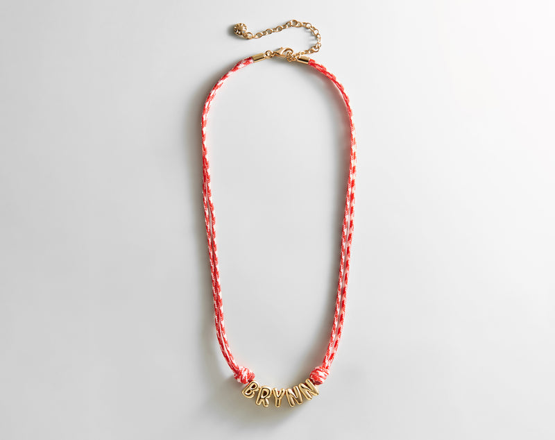 BaubleBar Bubble Letter Custom Paracord Necklace - Red/White - 
    Custom Name Necklace


  
