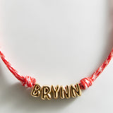 Bubble Letter Custom Paracord Necklace - Red/White