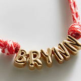 Bubble Letter Custom Paracord Necklace - Red/White