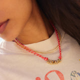 Bubble Letter Custom Paracord Necklace - Red/White