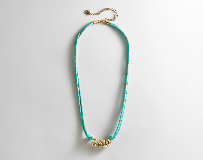 BaubleBar Bubble Letter Custom Paracord Necklace - Turquoise - 
    Custom Name Necklace


  
