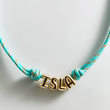 Bubble Letter Custom Paracord Necklace - Turquoise