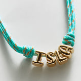 Bubble Letter Custom Paracord Necklace - Turquoise