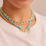 Bubble Letter Custom Paracord Necklace - Turquoise