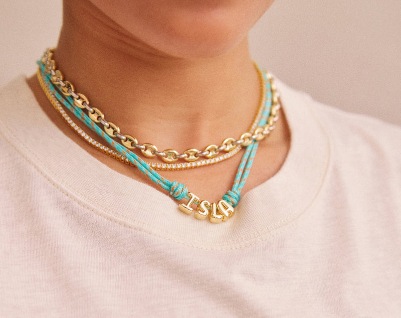 BaubleBar Bubble Letter Custom Paracord Necklace - Turquoise - 
    Custom Name Necklace


  
