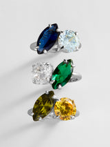 BaubleBar Toi et Moi Custom Birthstone Ring - Silver