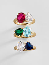 BaubleBar Toi et Moi Custom Birthstone Ring - Gold - 
     Personalized crystal ring
  
