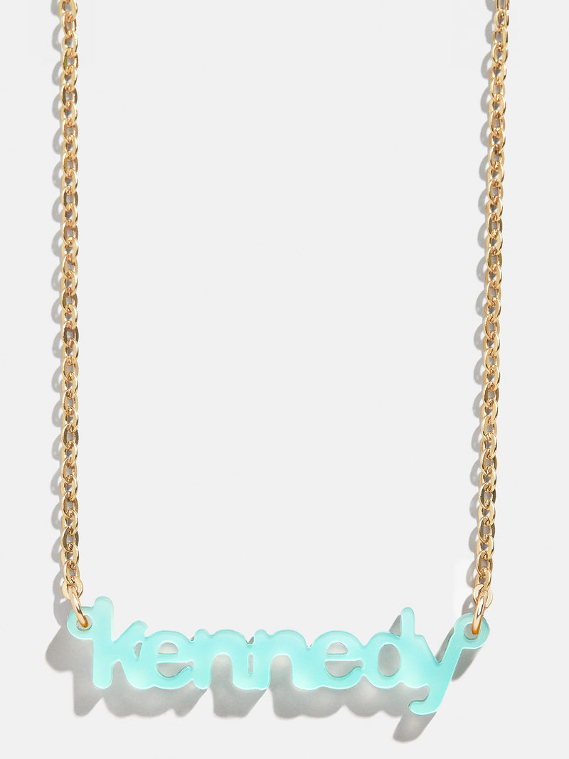 BaubleBar Translucent Aqua - 
    Customizable nameplate necklace
  
