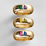 Multi-Stone Puffy Custom Birthstone Ring - Gold