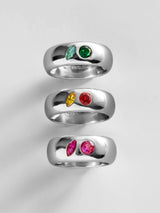 BaubleBar Multi-Stone Puffy Custom Birthstone Ring - Silver - 
    Personalized crystal ring
  
