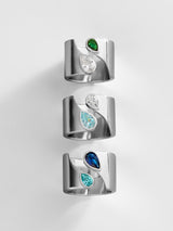 BaubleBar Open Band Custom Birthstone Ring  - Silver - 
    Personalized crystal ring
  
