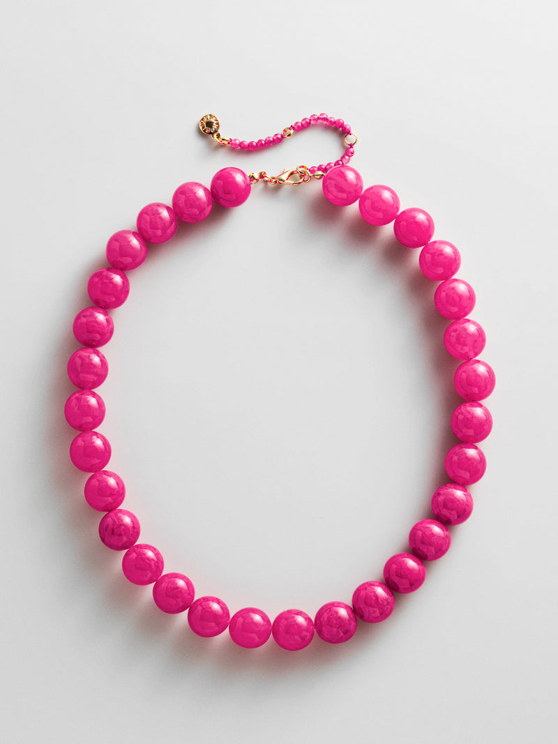 Mini Jane Beaded Necklace  - Fuchsia Agate Bead