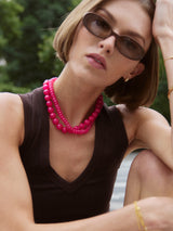 BaubleBar Mini Jane Beaded Necklace  - Fuchsia Agate Bead - 
    Chunky pink necklace
  
