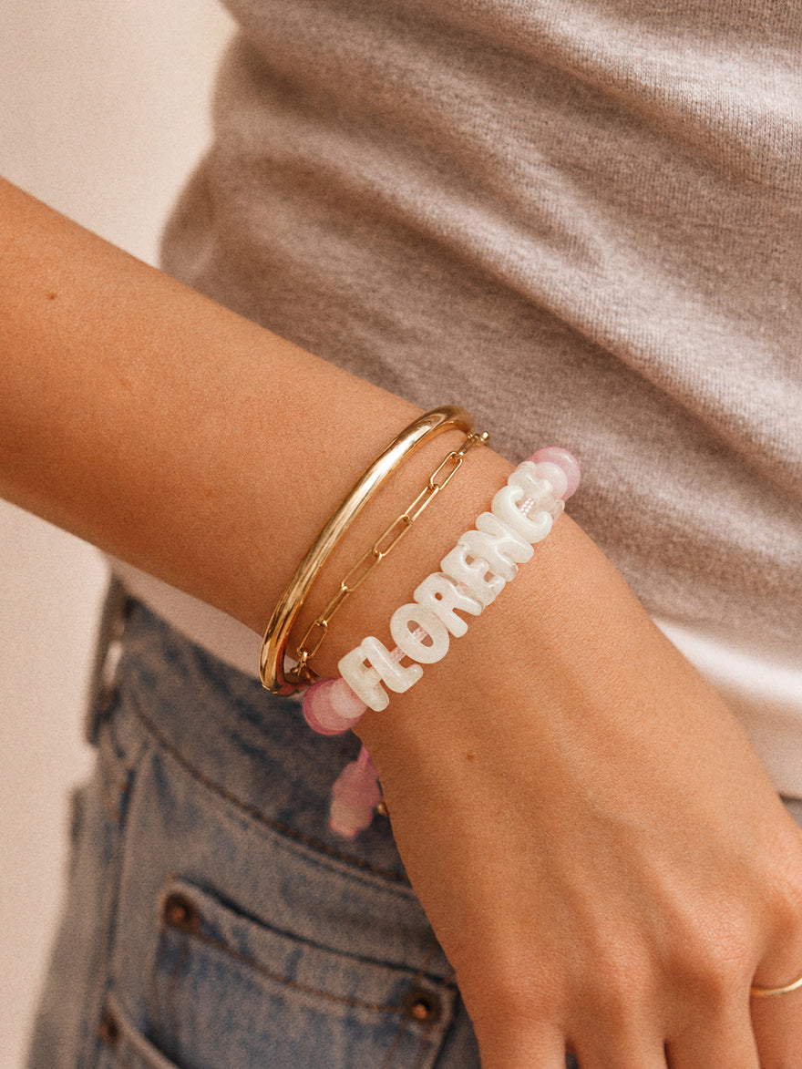 Wear Everywhere Waterproof Custom Bracelet - Light Pink/White Quartz