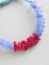 BaubleBar Wear Everywhere Waterproof Custom Bracelet - Blue Lace Agate/Fuchsia - 
    Personalized name bracelet 
  
