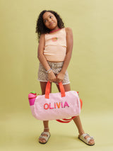 BaubleBar Thready to Go Kids' Custom Duffle - Pink/Red Multi - 
    Children's day bag
  
