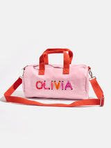 BaubleBar Thready to Go Kids' Custom Duffle - Pink/Red Multi - 
    Children's day bag
  
