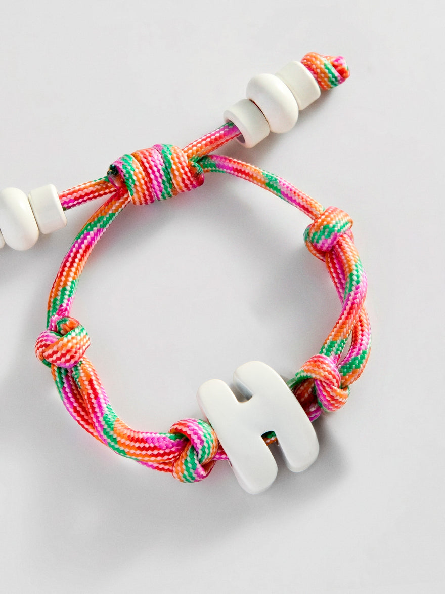 Knotty Enamel Initial Custom Bracelet - Multi/White Single Letter