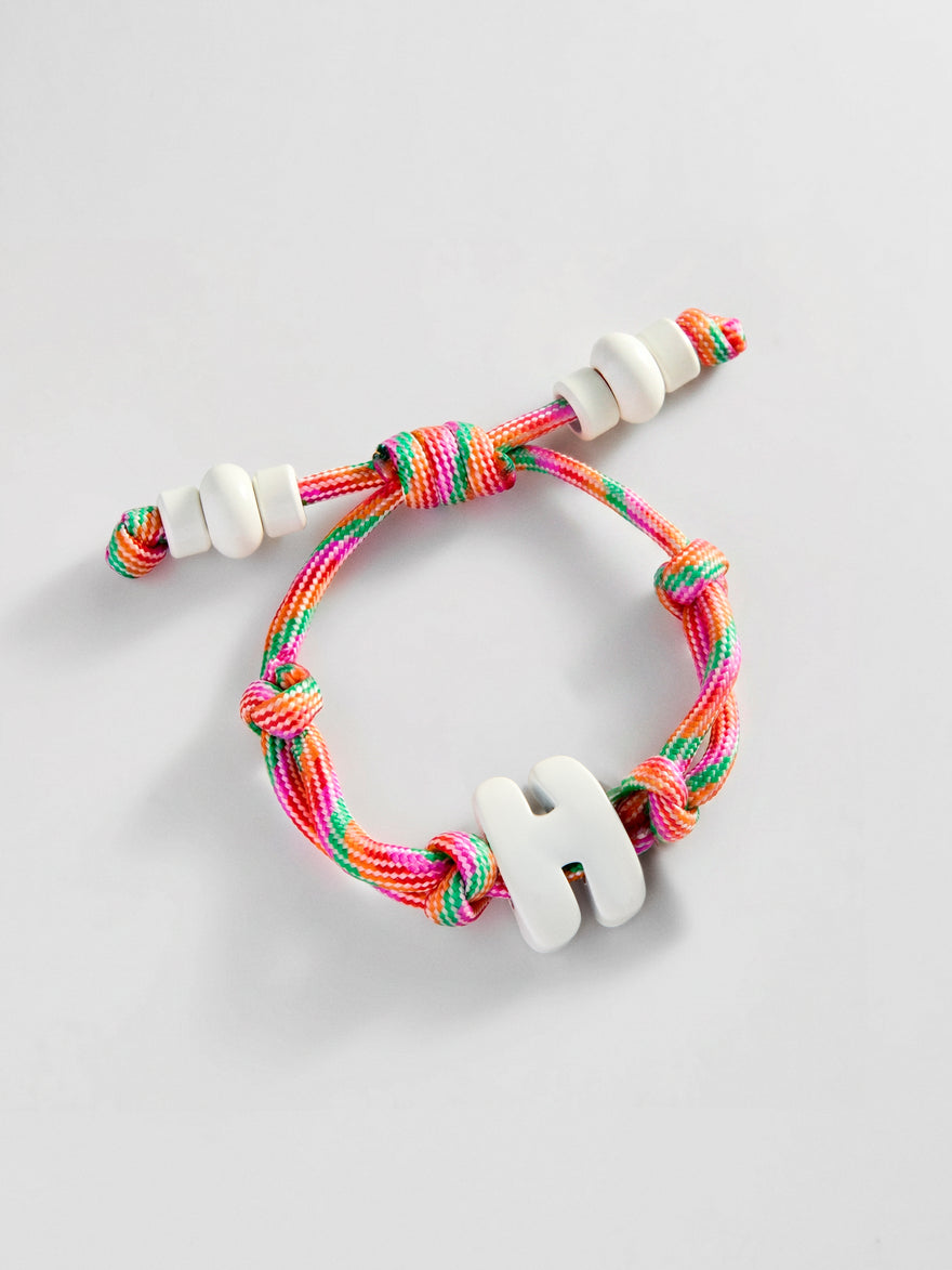 Knotty Enamel Initial Custom Bracelet - Multi/White Single Letter