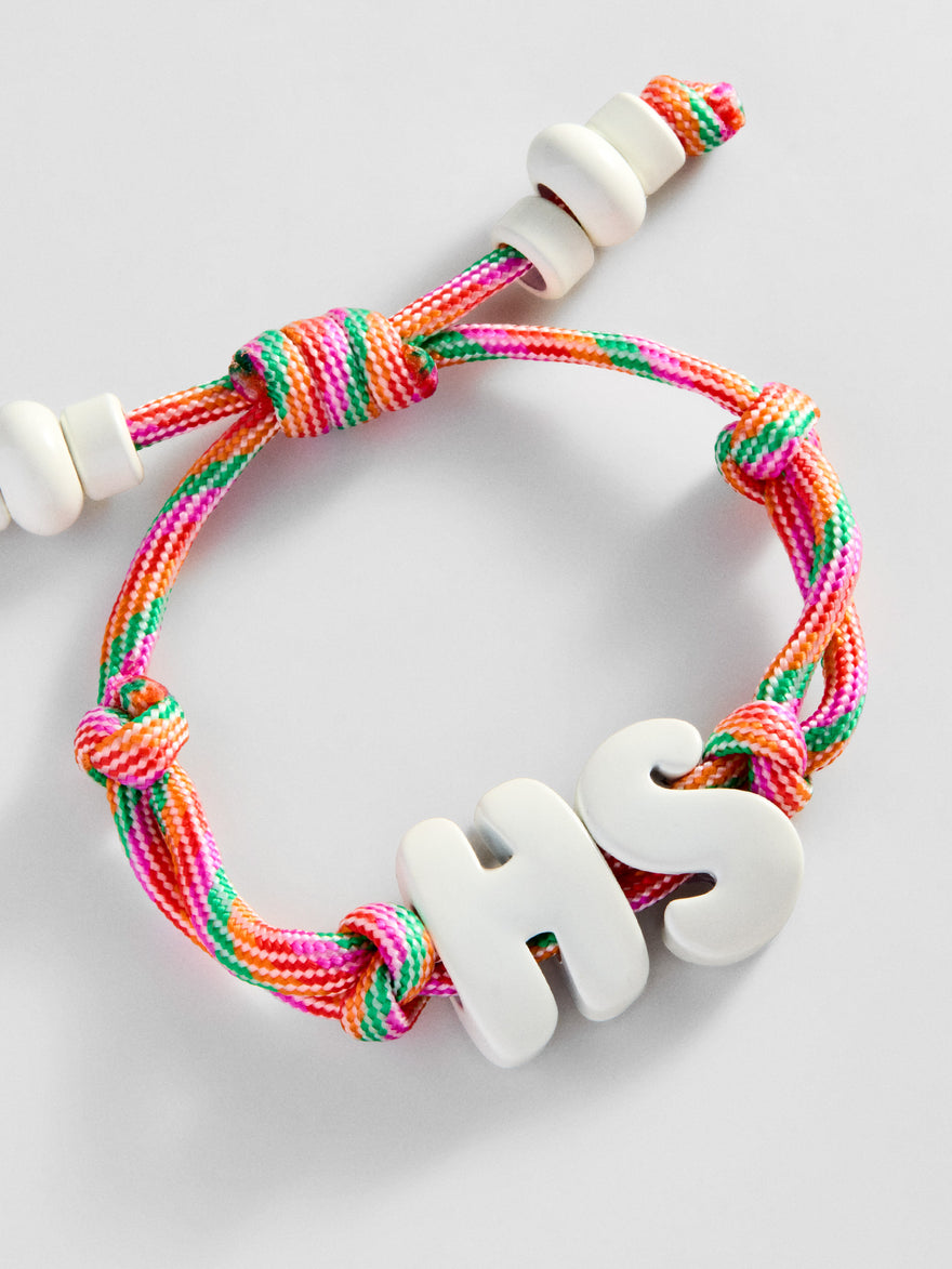 Knotty Enamel Initial Custom Bracelet - Multi/White Double Letter