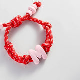 Knotty Enamel Initial Custom Bracelet - Red/Pink Single Letter
