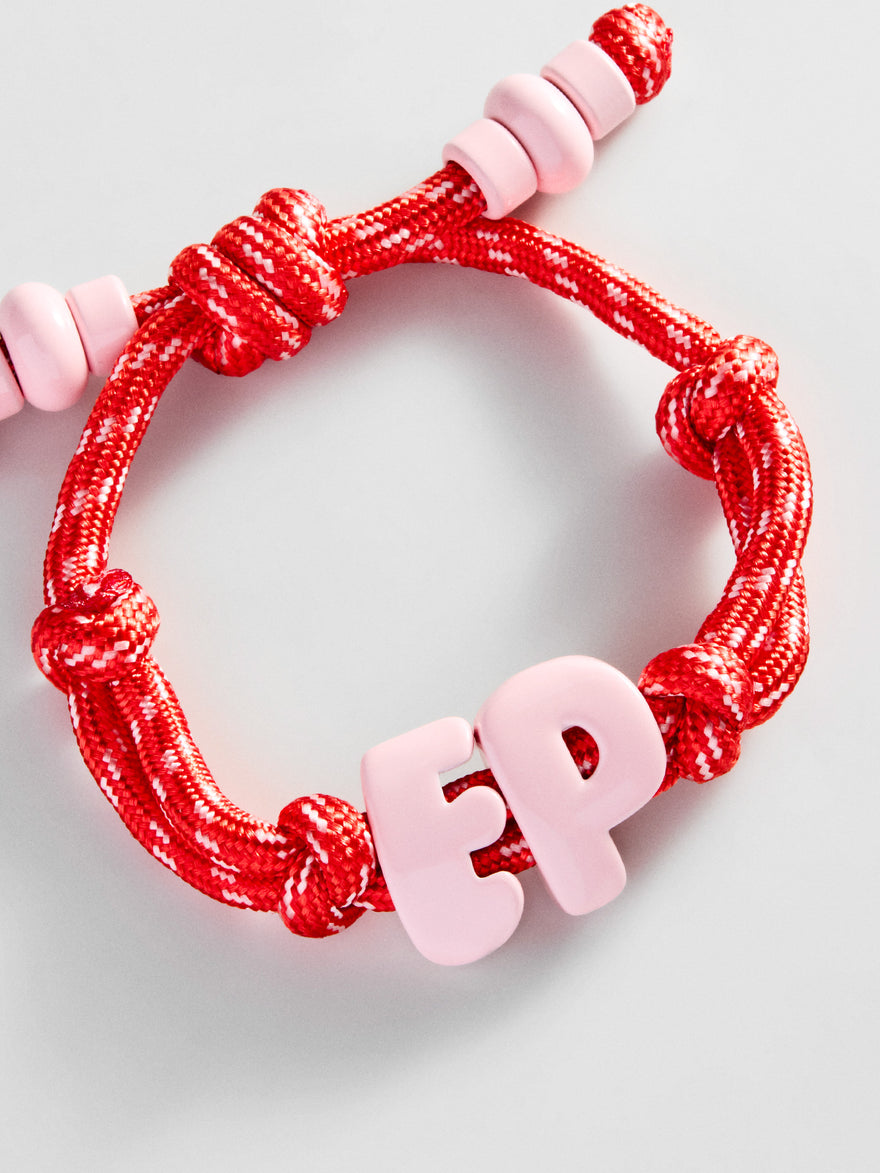 Knotty Enamel Initial Custom Bracelet - Red/Pink Double Letter