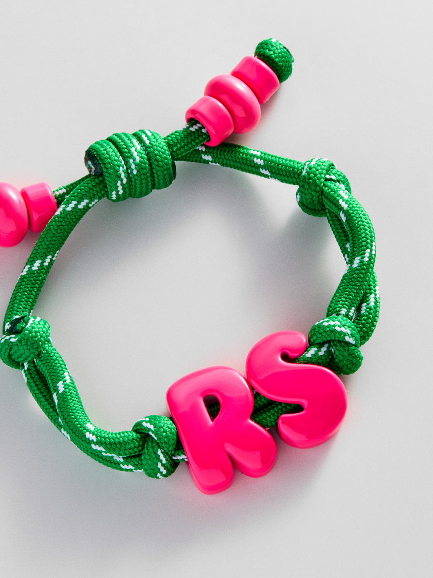 Knotty Enamel Initial Custom Bracelet - Green/Pink Double Letter