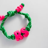 Knotty Enamel Initial Custom Bracelet - Green/Pink Double Letter