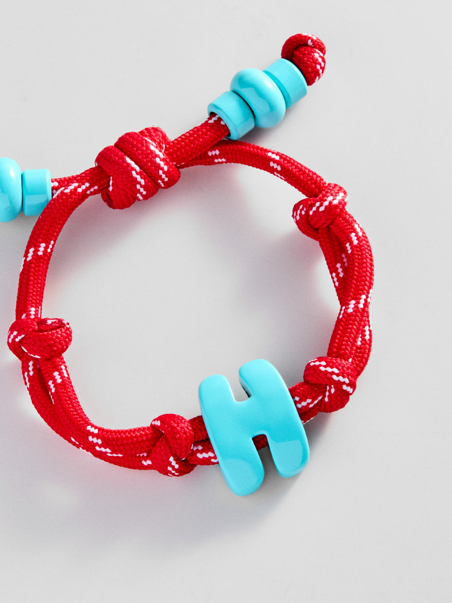 Knotty Enamel Initial Custom Bracelet - Red/Blue Single Letter