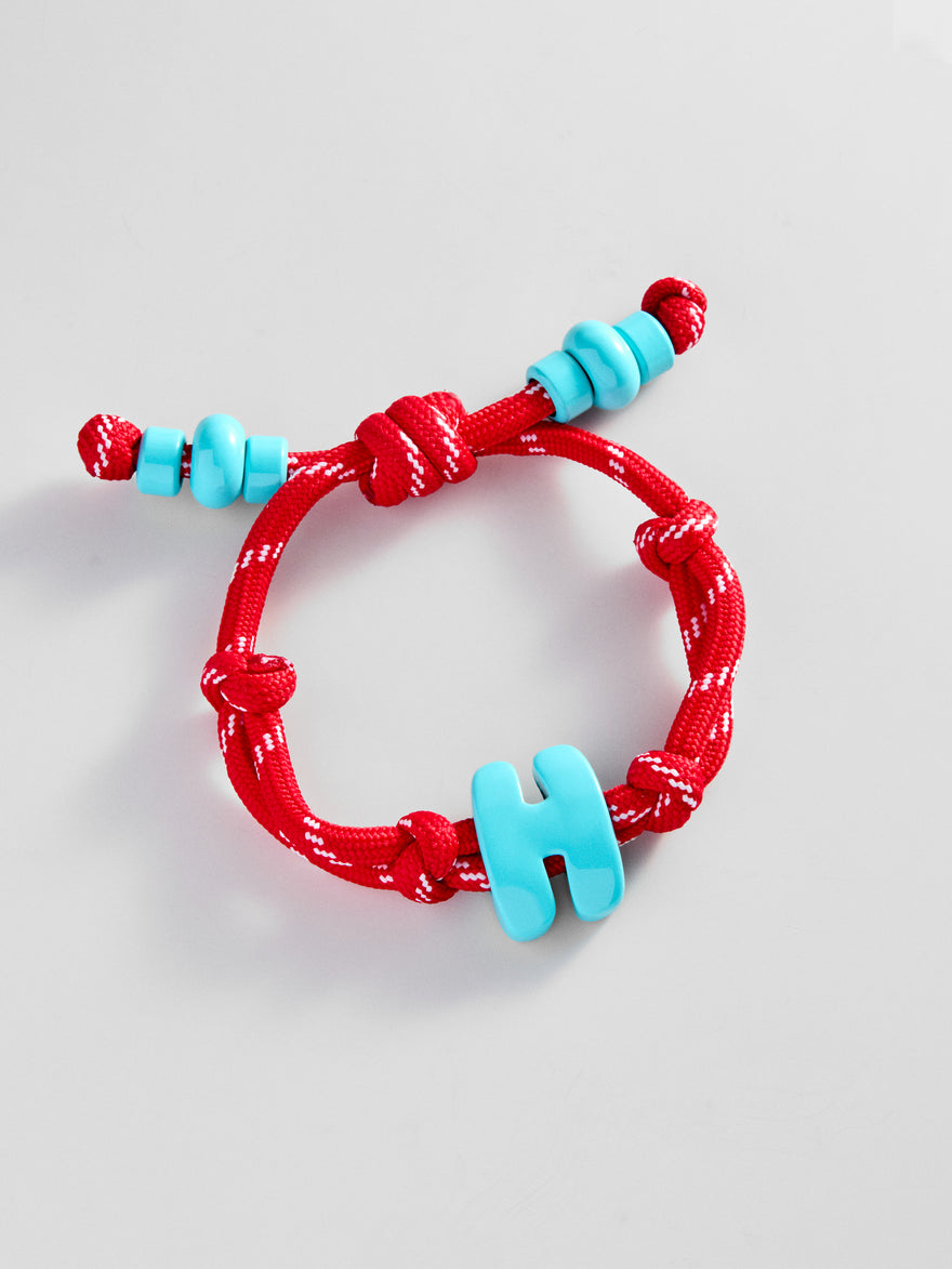 Knotty Enamel Initial Custom Bracelet - Red/Blue Single Letter