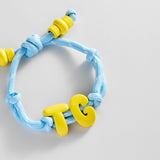 Knotty Enamel Initial Custom Bracelet - Blue/Yellow Double Letter
