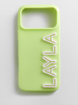 BaubleBar Fine Line Custom iPhone Case - Chartreuse/White