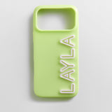Fine Line Custom iPhone Case - Chartreuse/White